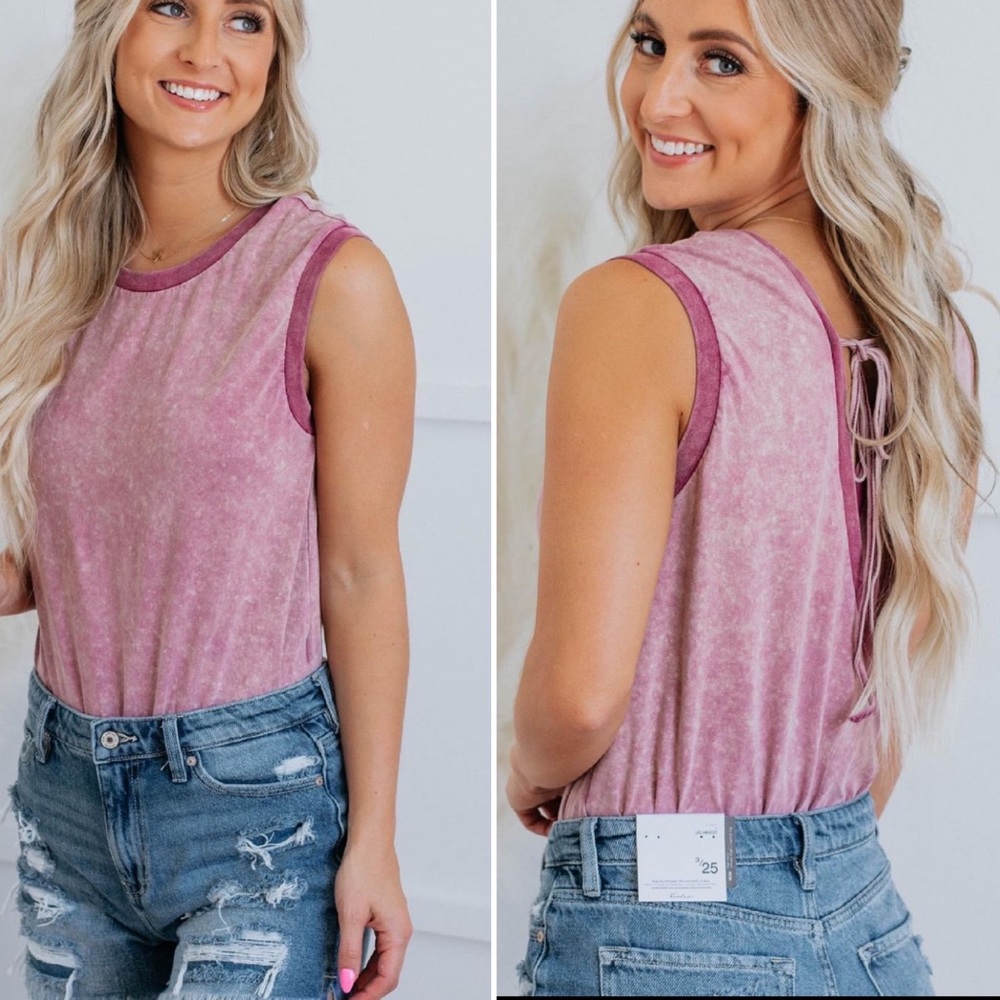 Pink Mineral Wash Bodysuit Large